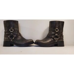 Steve Madden Women's 9.5 Saxona Brown Burnished Distressed Leather Moto Boots